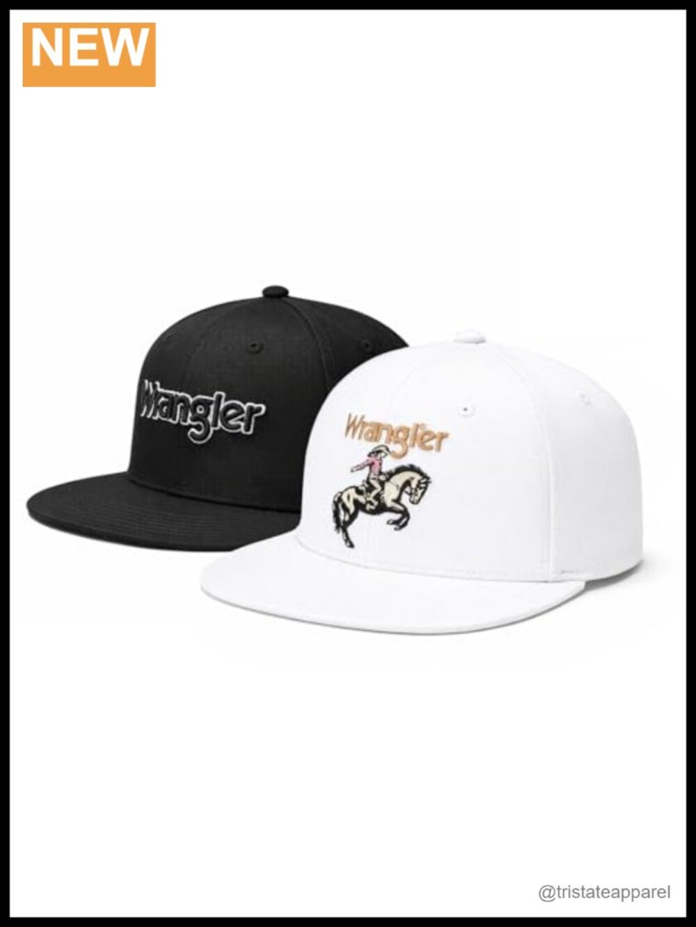 Wrangler Snapback Hat 2PCS Set Flat Brim 7-Panel Adjustable Baseball Cap